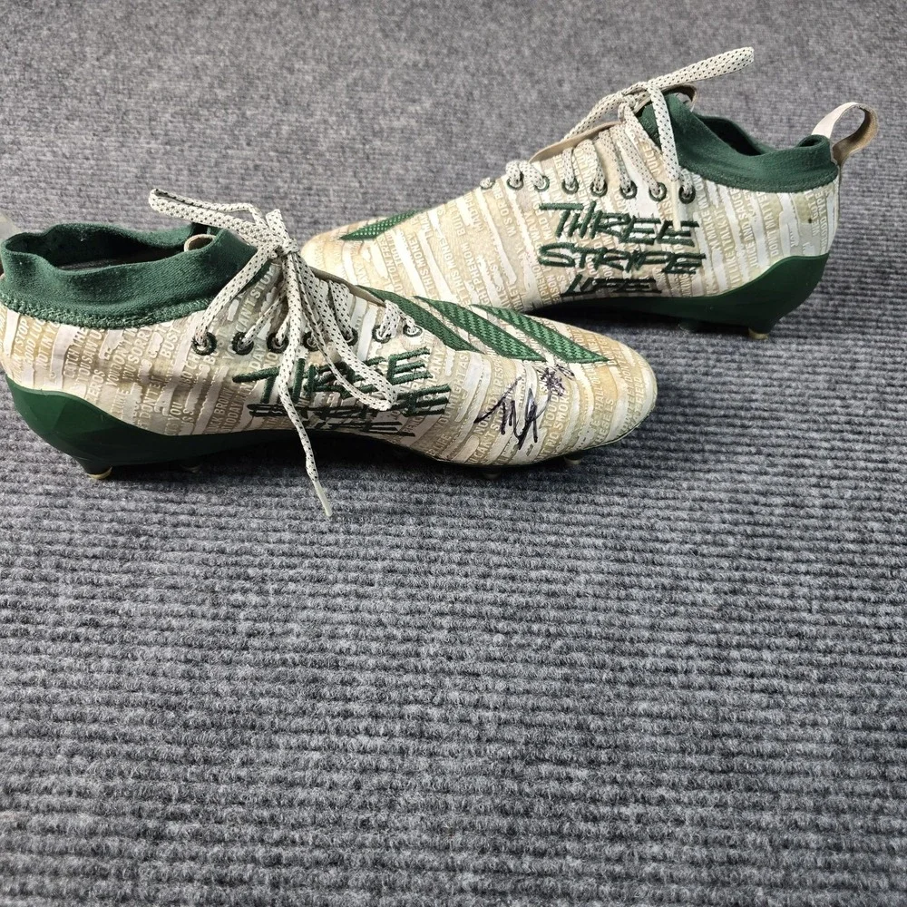 adidas ADIZERO 8.0 Three Stripe Life Cleats Men's 11.5 White/Green